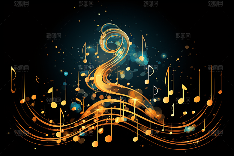 音乐音符跃动旋律素材