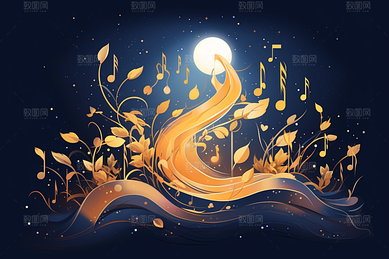 音乐音符灵动旋律素材
