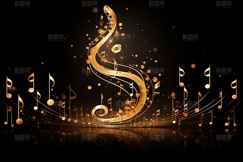 音乐音符旋律彩色素材