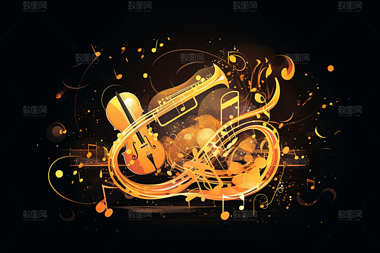 音乐音符旋律彩色素材