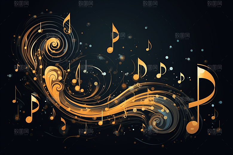 音乐音符灵动律动素材