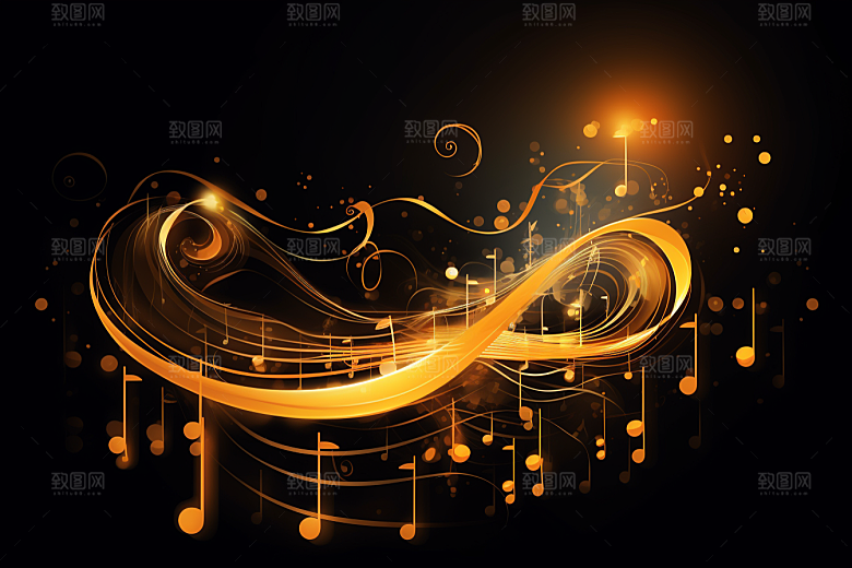 音乐音符灵动彩色素材