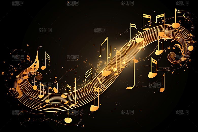 音乐音符灵动律动素材