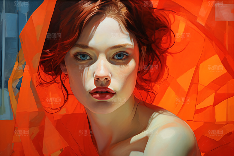 涂鸦风格美女高清泼墨装饰画