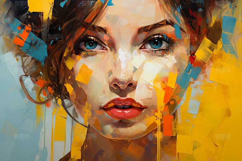 涂鸦风格美女高清彩色装饰画