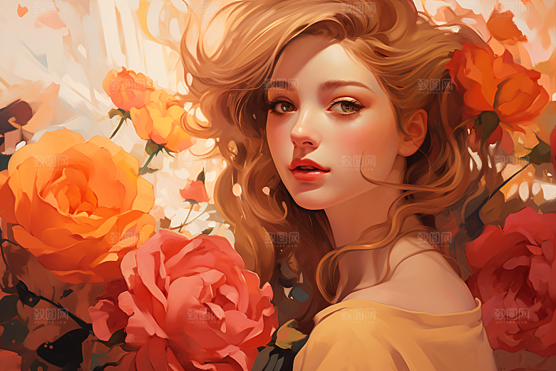 涂鸦风格美女高清视觉感装饰画