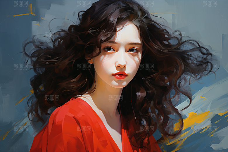 涂鸦风格美女高清视觉感装饰画