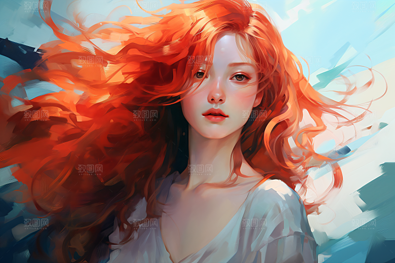 涂鸦风格美女视觉感彩色装饰画