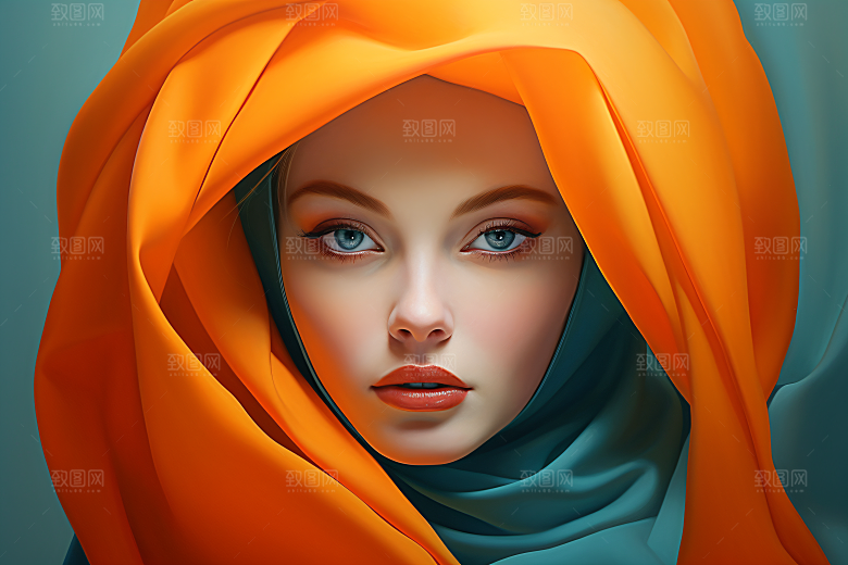 涂鸦风格美女泼墨高清装饰画