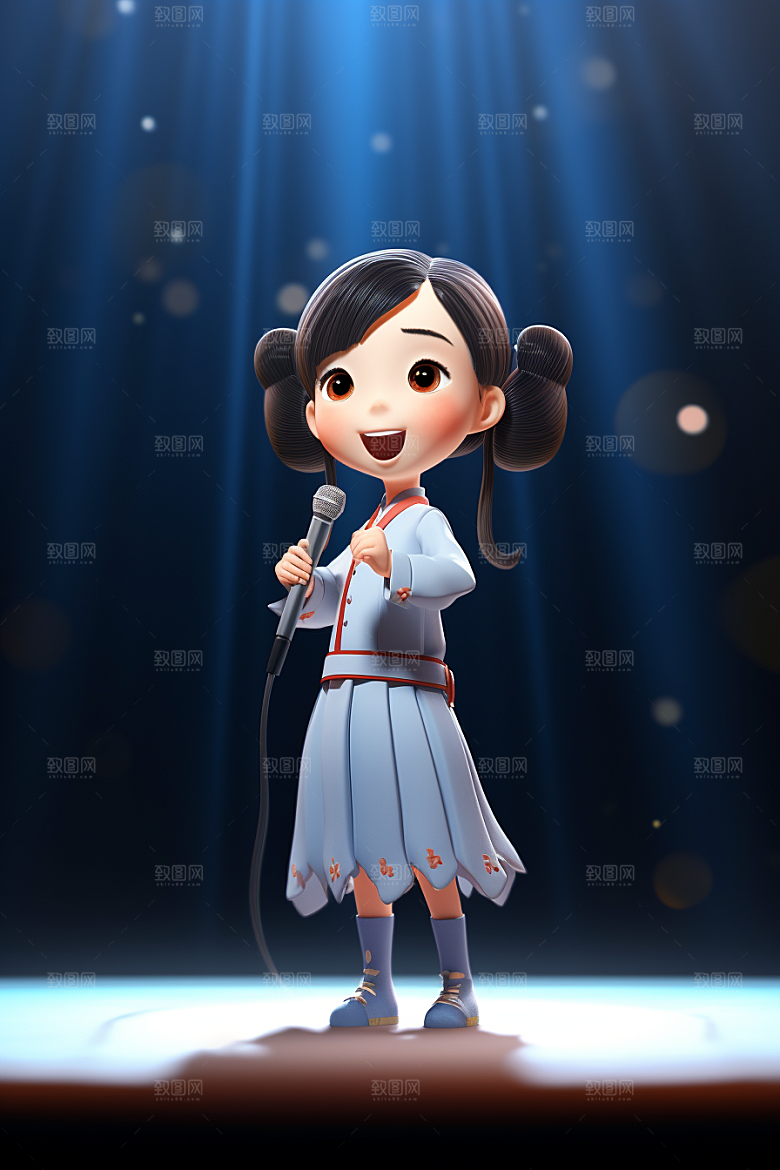 艺术生表演艺术细胞卡通模型