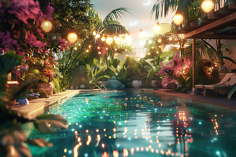 C4D泳池夏天水上乐园模型