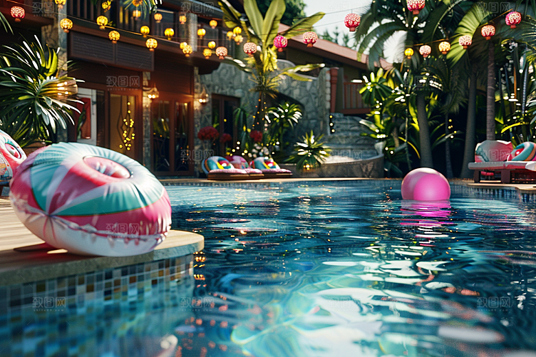 C4D泳池3D立体模型