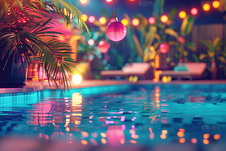 C4D泳池水上乐园夏天模型