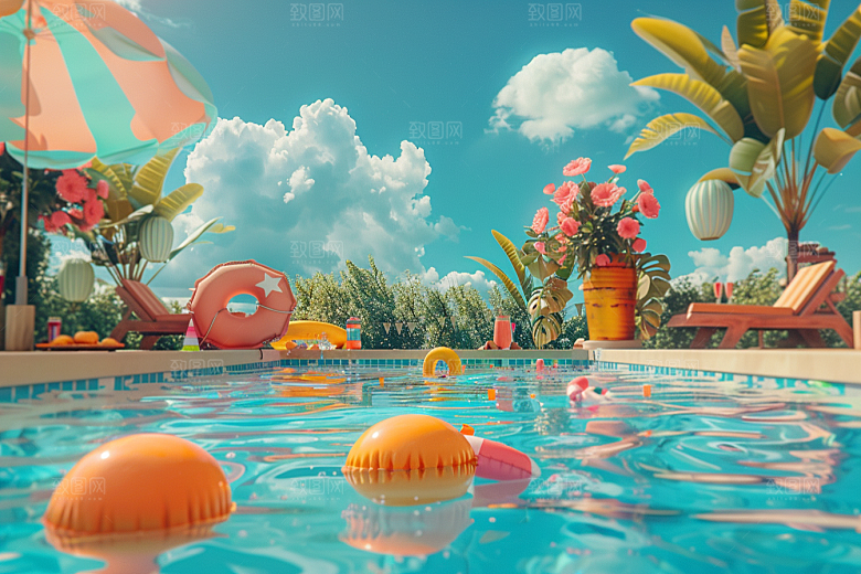 C4D泳池高清立体模型
