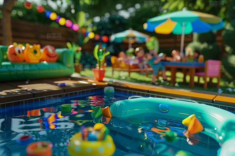 C4D泳池高清海岛旅游模型