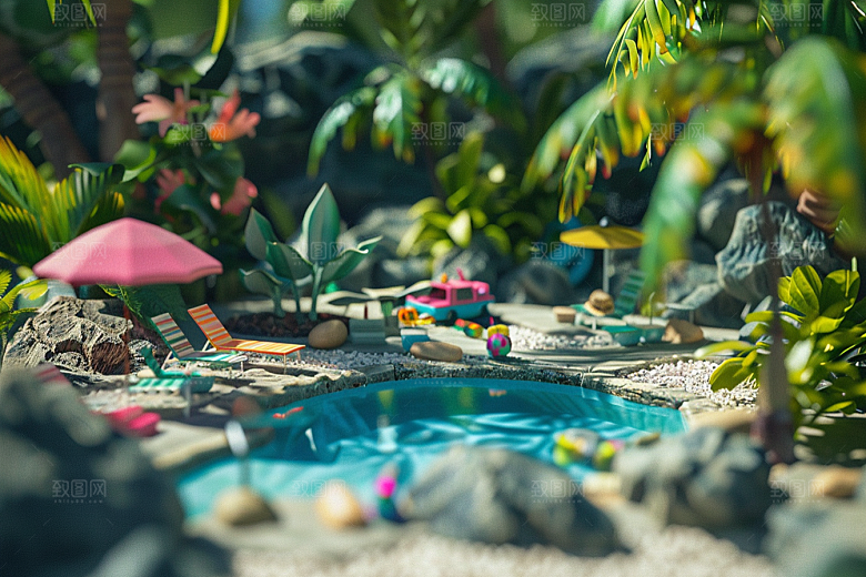 C4D泳池游泳高清模型