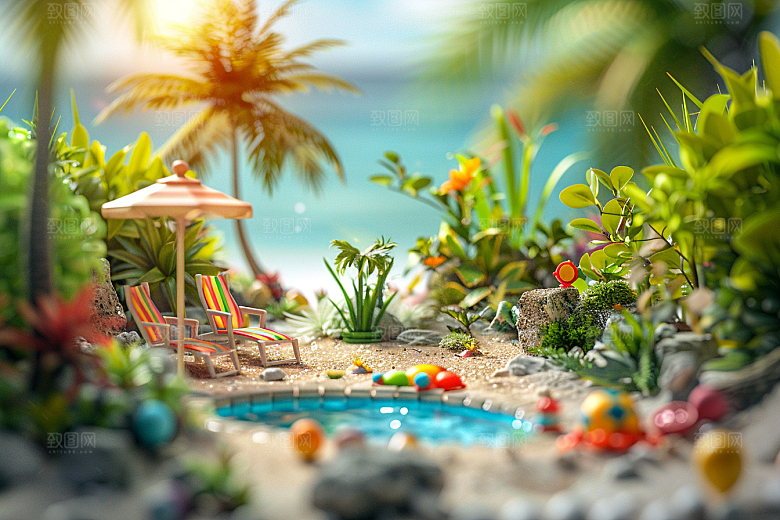 C4D泳池夏天游泳模型