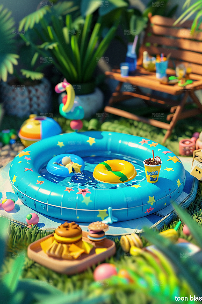 C4D泳池夏日高清模型
