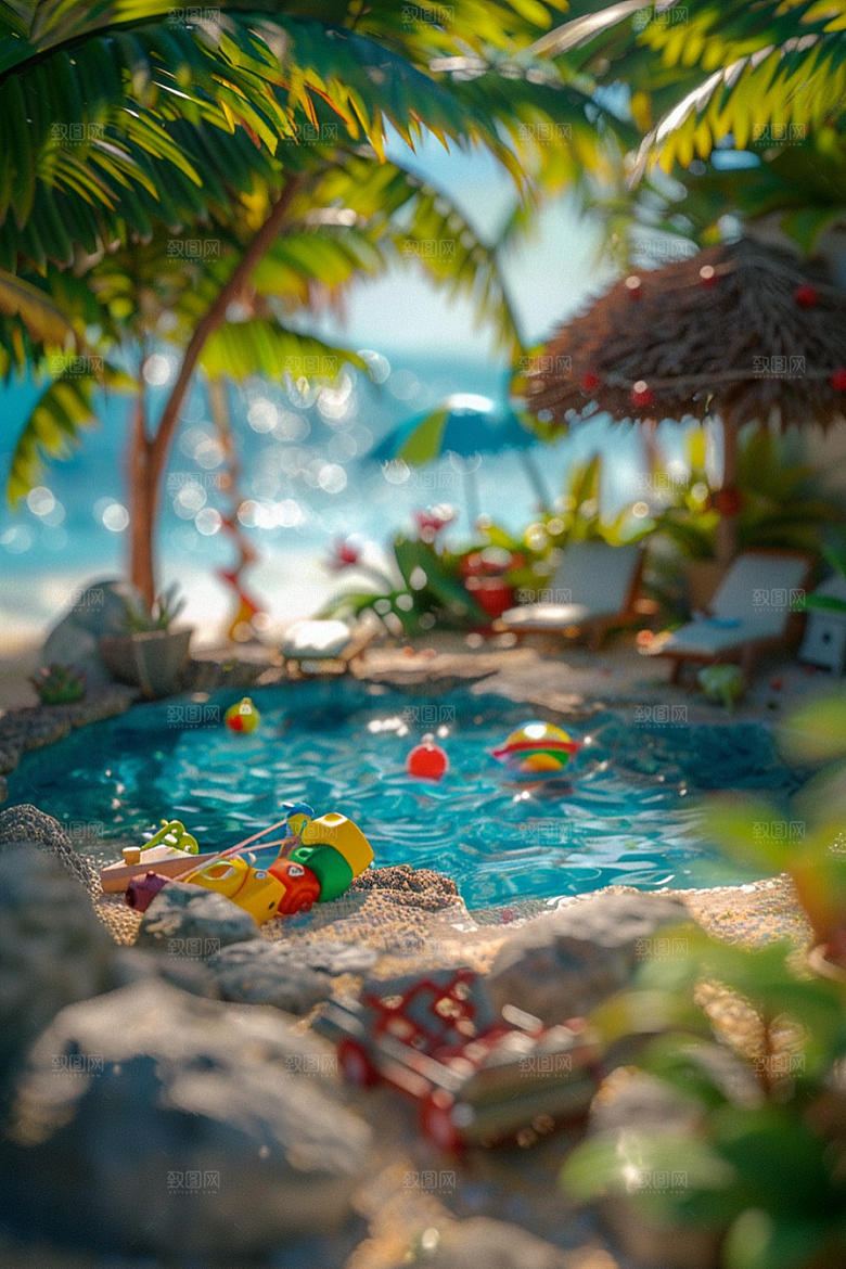 C4D泳池高清游泳模型