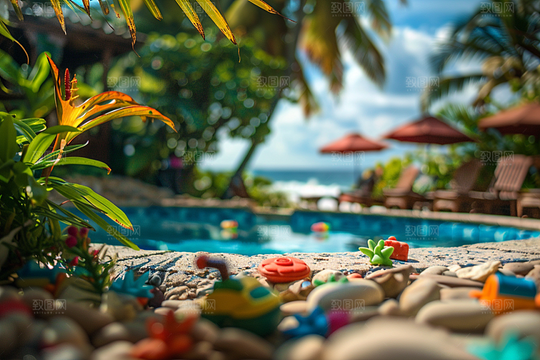C4D泳池高清夏日模型