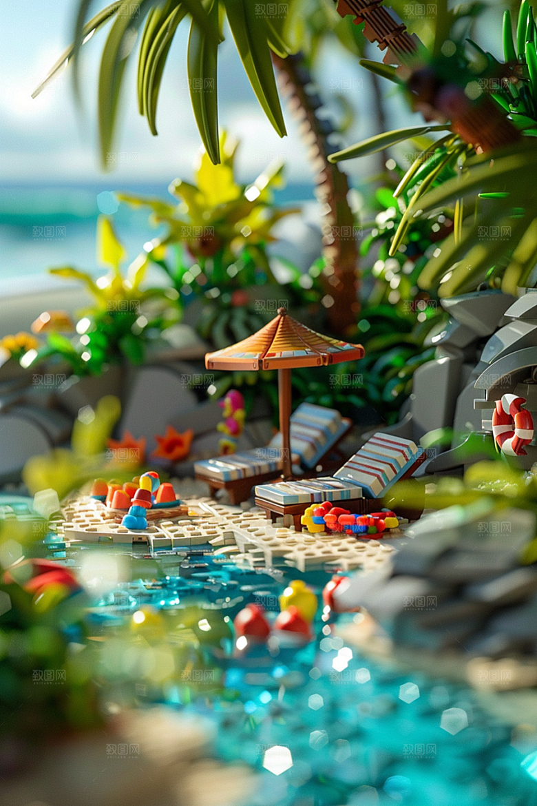 C4D泳池3D夏天模型