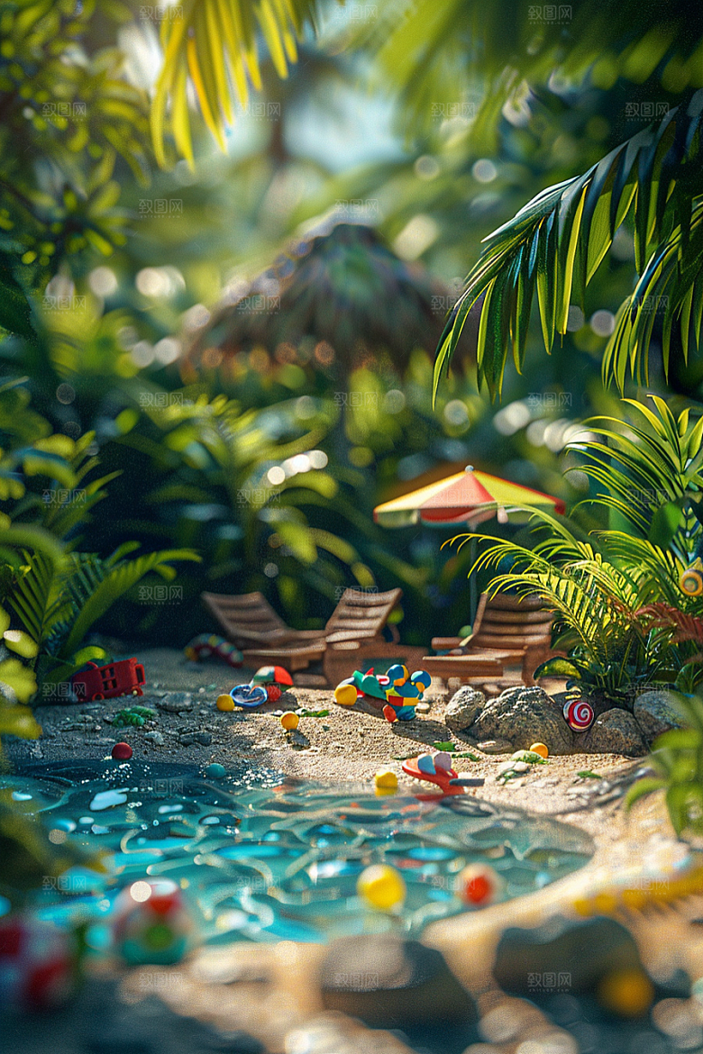C4D泳池夏天3D模型