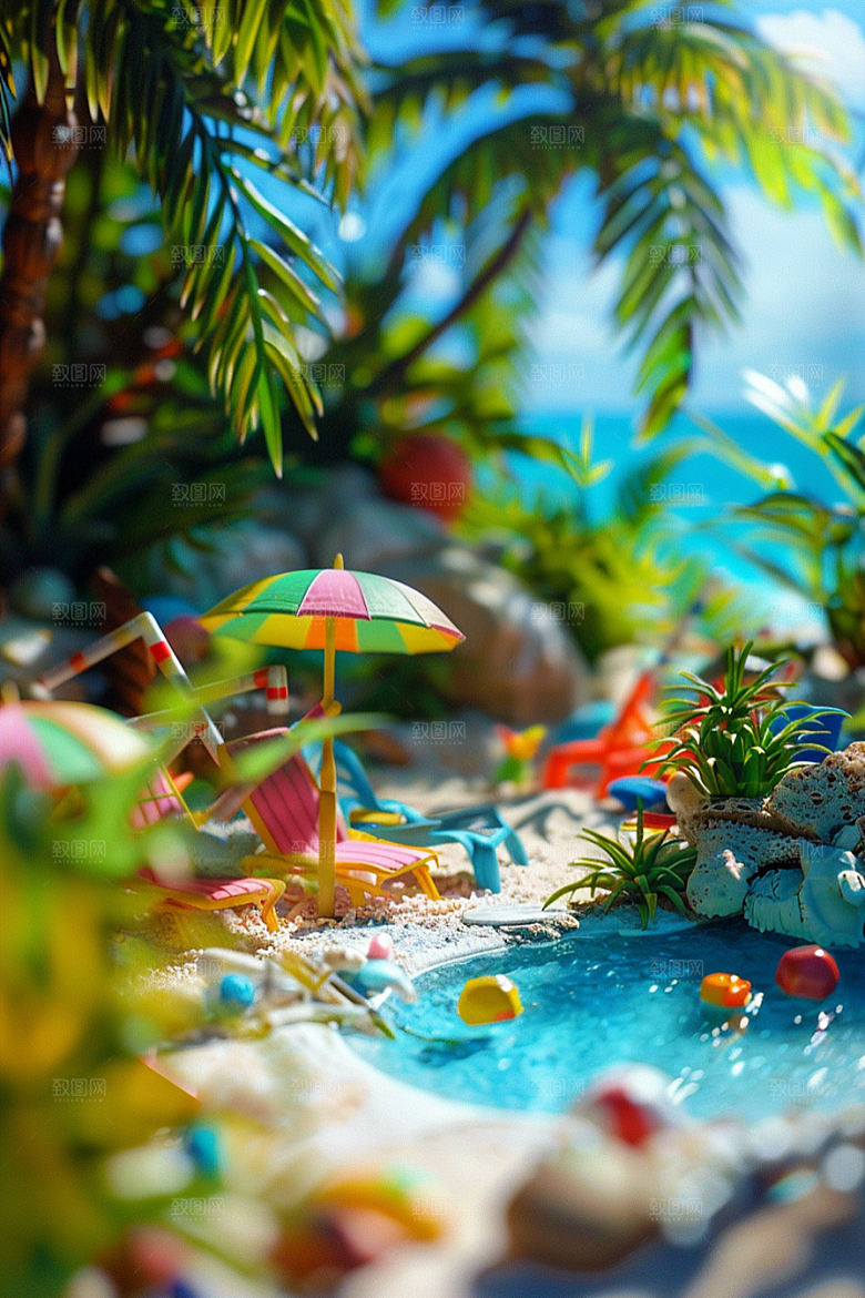 C4D泳池夏日3D模型