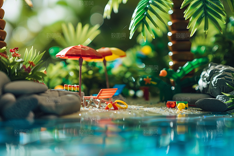 C4D泳池水上乐园3D模型
