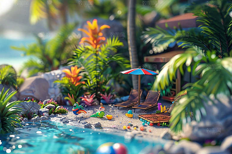 C4D泳池立体游泳模型