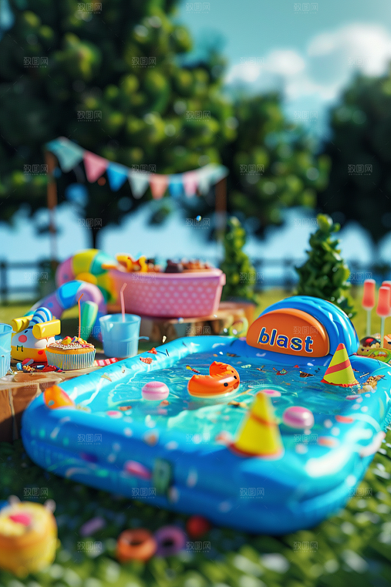 C4D泳池高清氛围模型