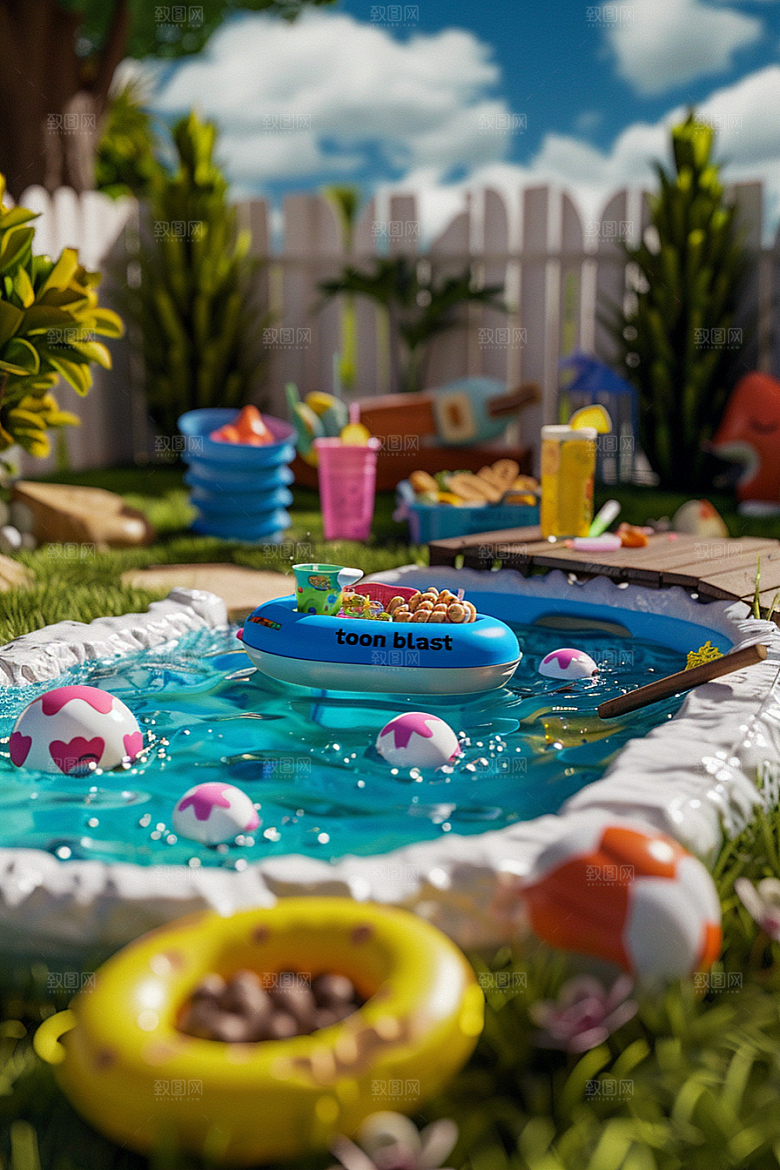 C4D泳池夏天3D模型