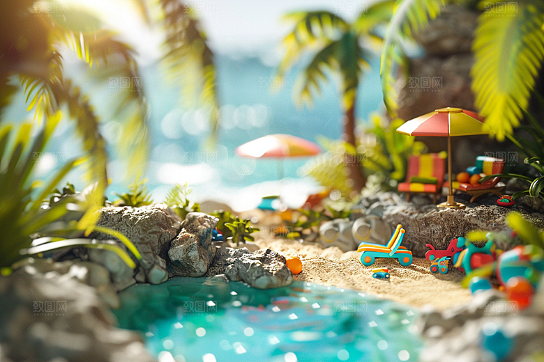 C4D泳池夏天立体模型
