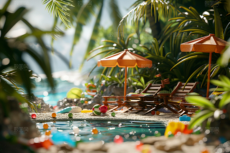 C4D泳池立体3D模型