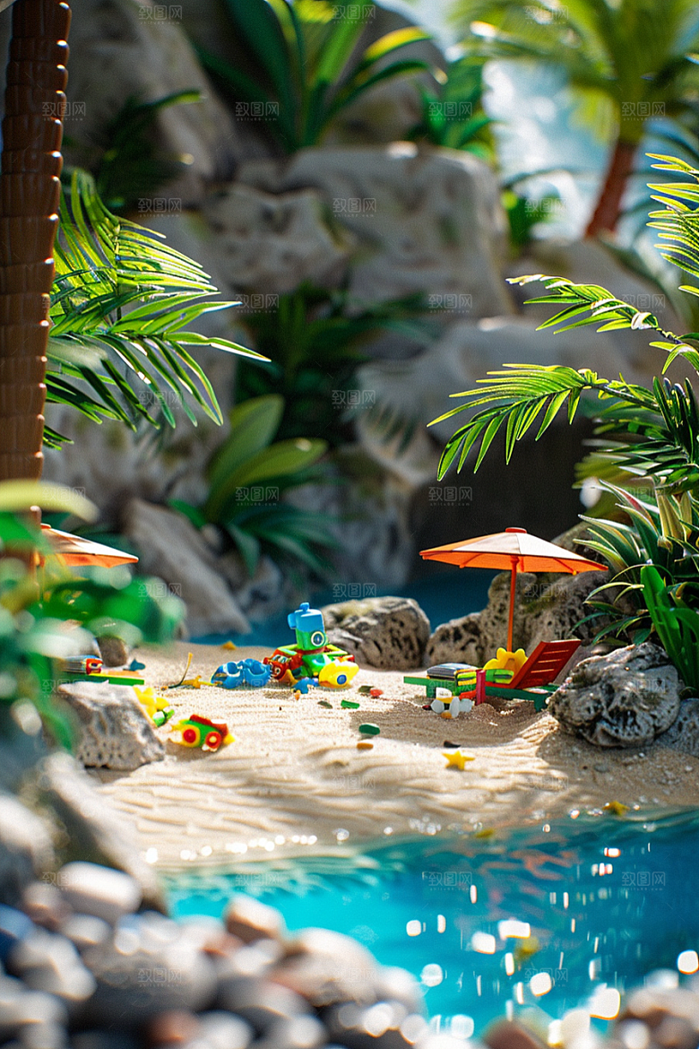C4D泳池高清夏天模型