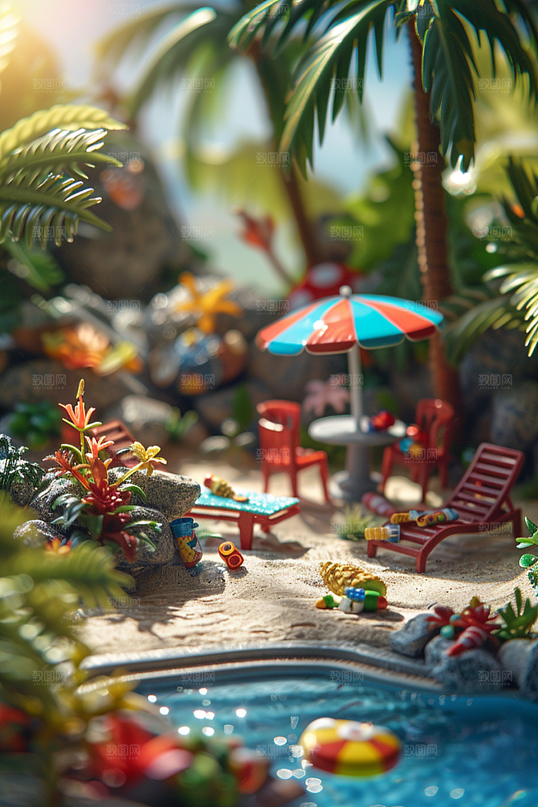 C4D泳池夏天3D模型