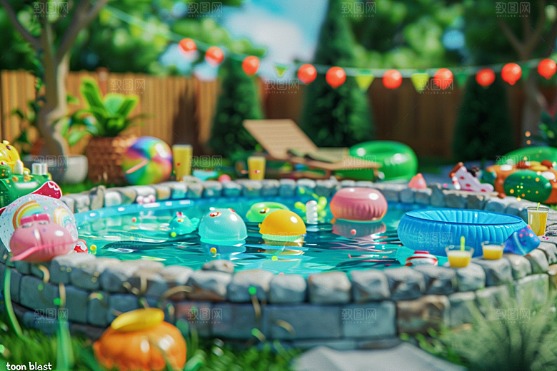 C4D泳池夏天高清模型