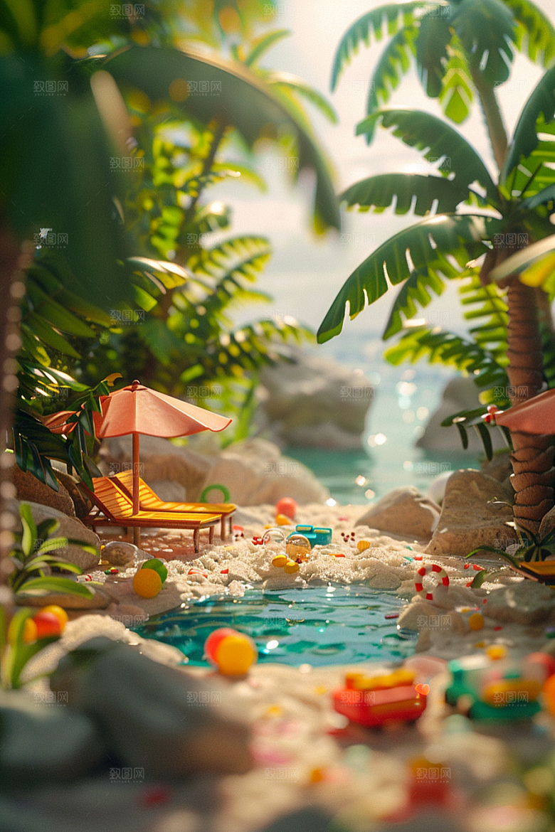 C4D泳池立体游泳模型