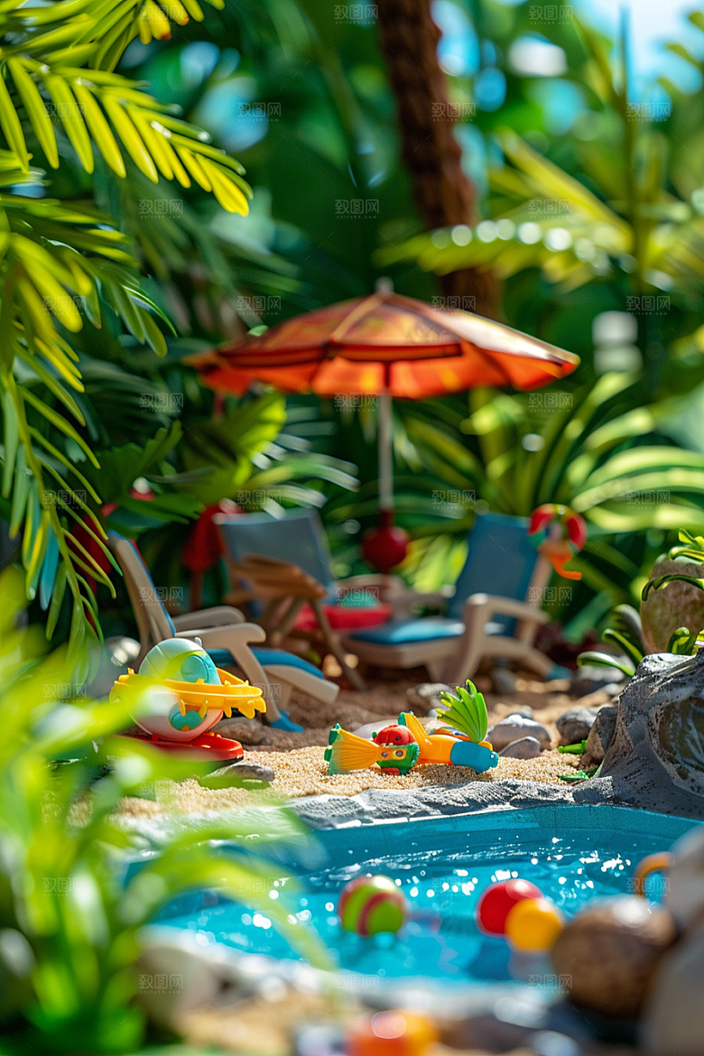 C4D泳池度假游泳模型