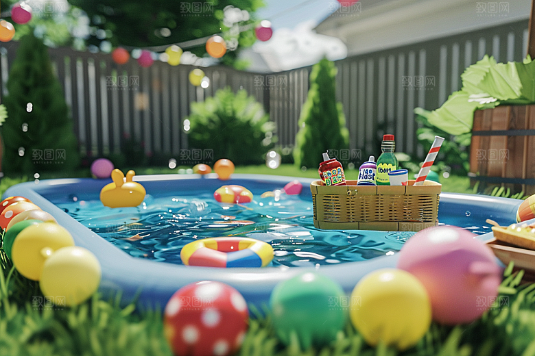 C4D泳池夏天夏日模型
