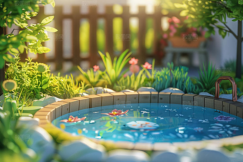 C4D泳池氛围3D模型