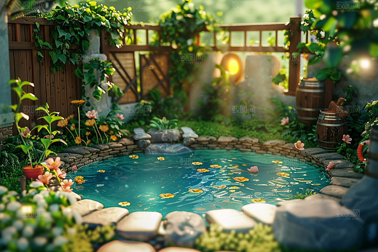 C4D泳池高清夏天模型