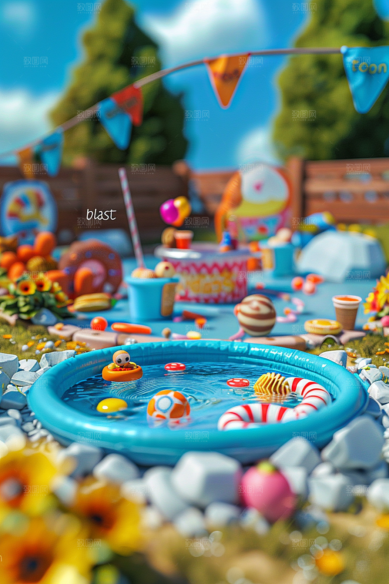C4D泳池氛围别墅模型