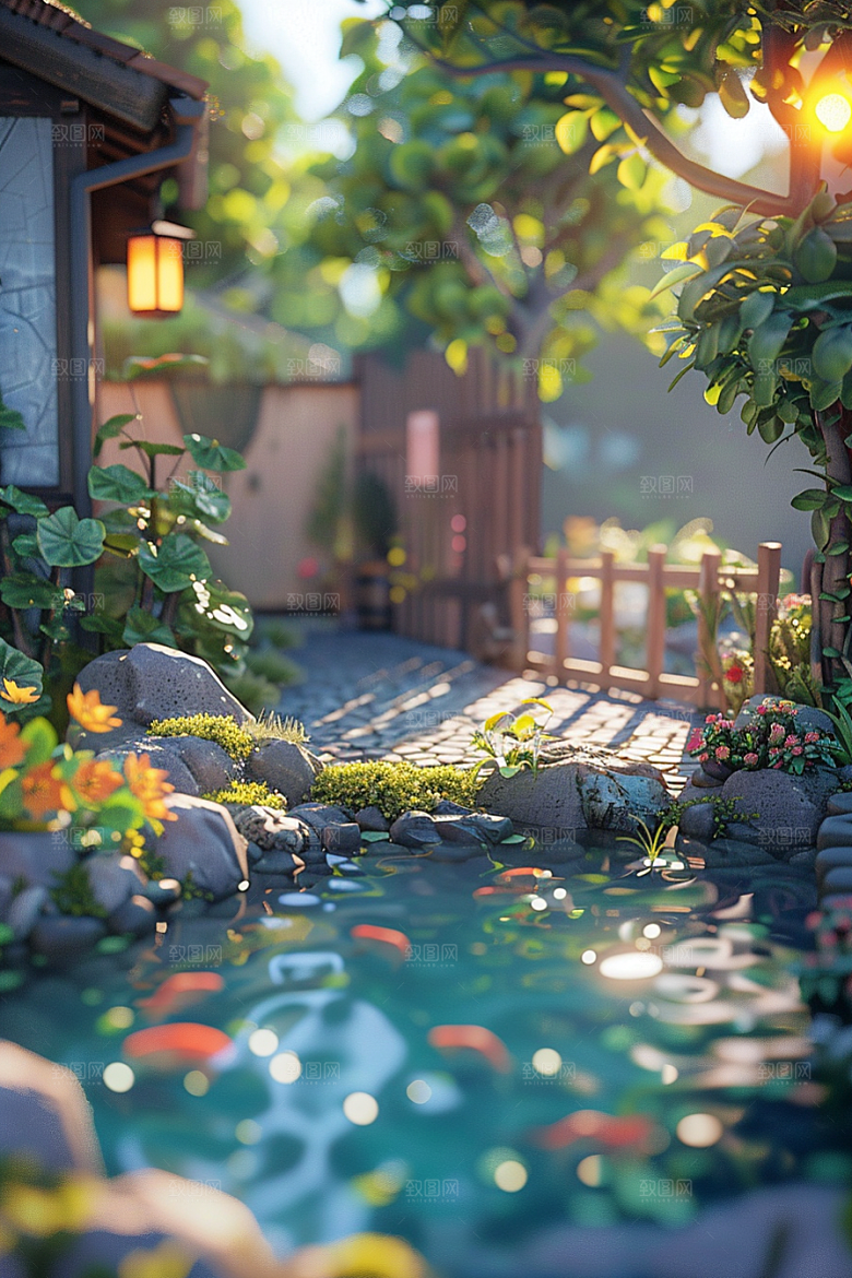 C4D泳池水上乐园夏日模型