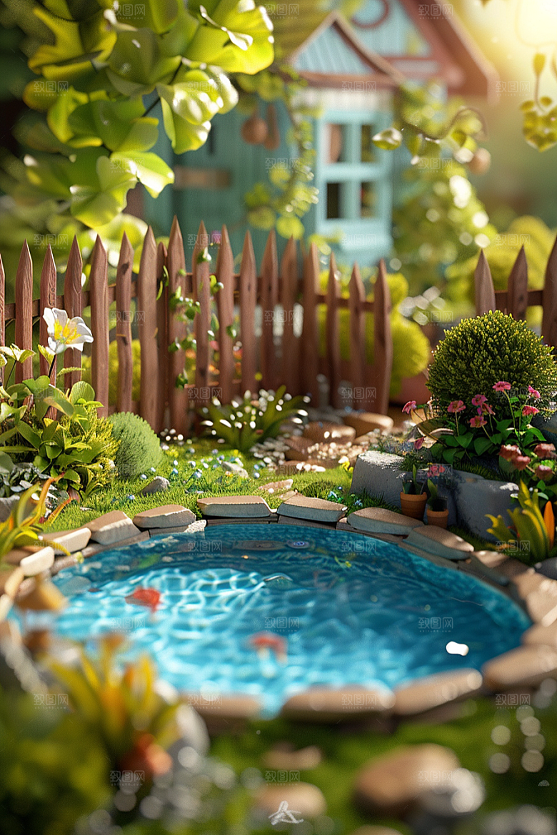 C4D泳池别墅3D模型