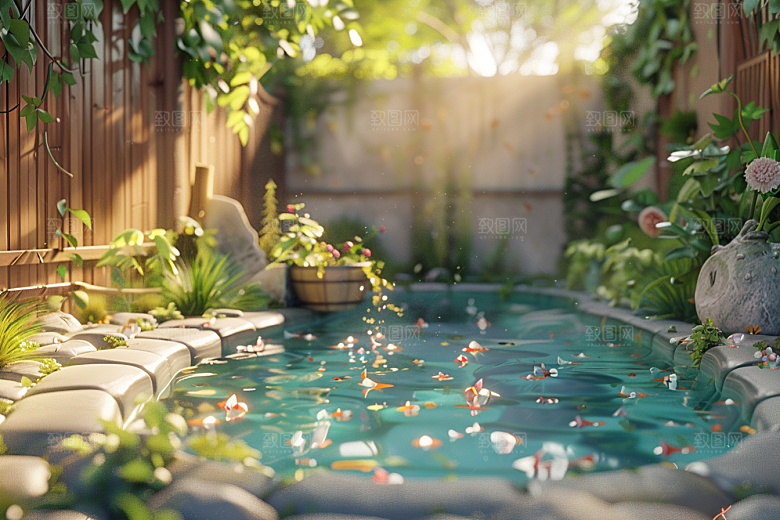 C4D泳池游泳夏天模型