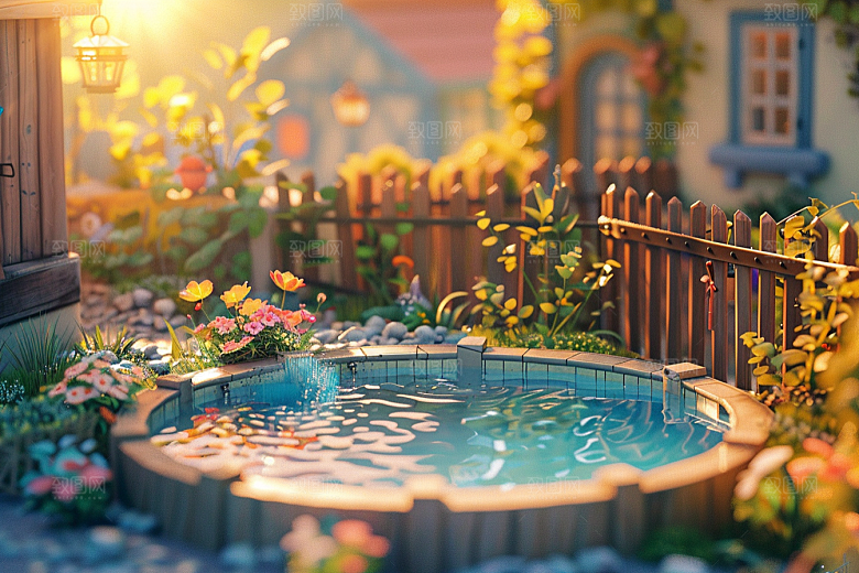 C4D泳池氛围游泳模型