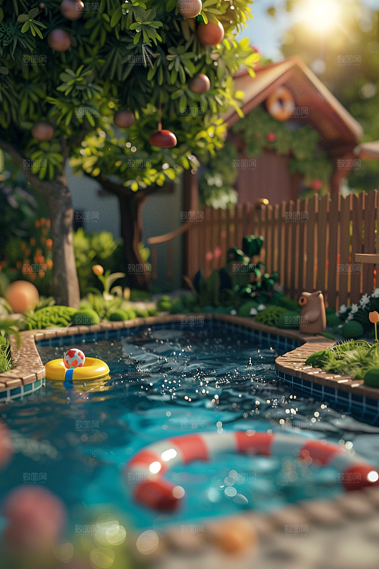 C4D泳池3D立体模型