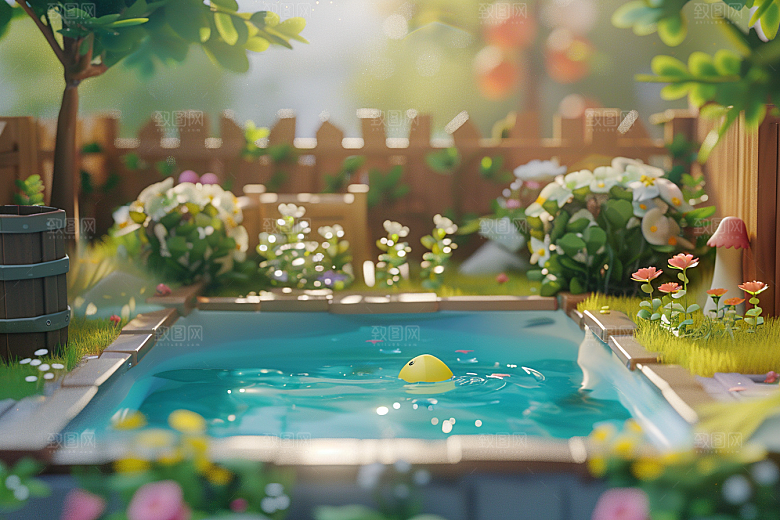 C4D泳池立体夏天模型