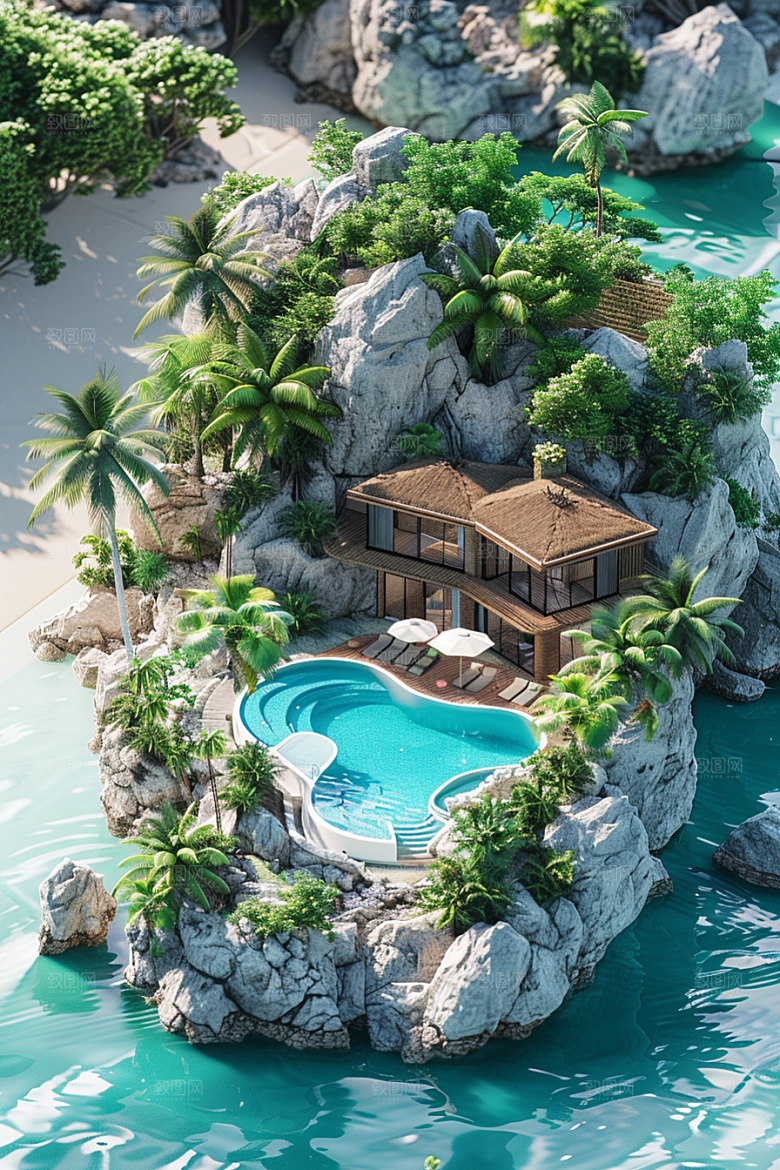 C4D泳池夏日高清模型