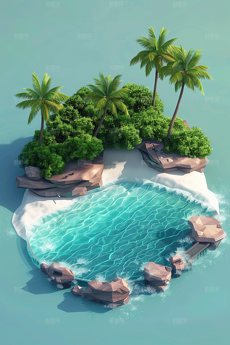 C4D泳池水上乐园游泳模型